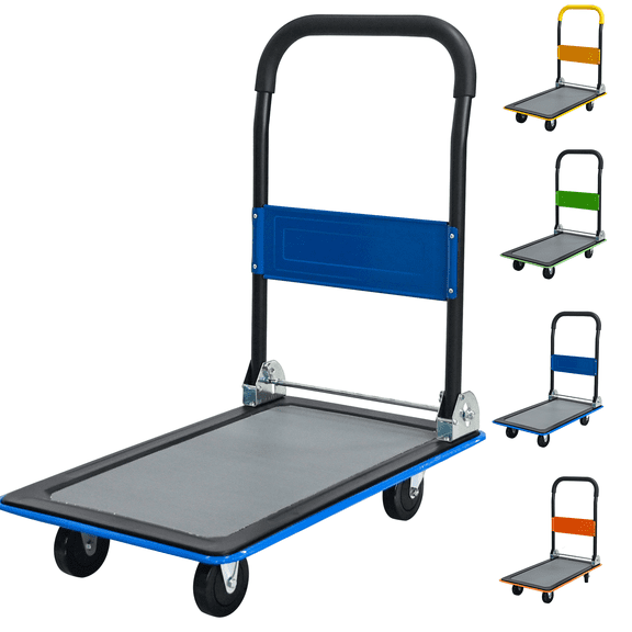ARTMAN Heavy Duty Foldable Push Cart Dolly | 330lb/660 lb. Capacity | Upgraded Collapsible Hand Truck Folding Platform with Swivel Wheels | Flat Bed Moving Wagon | Space Saving Push Handle