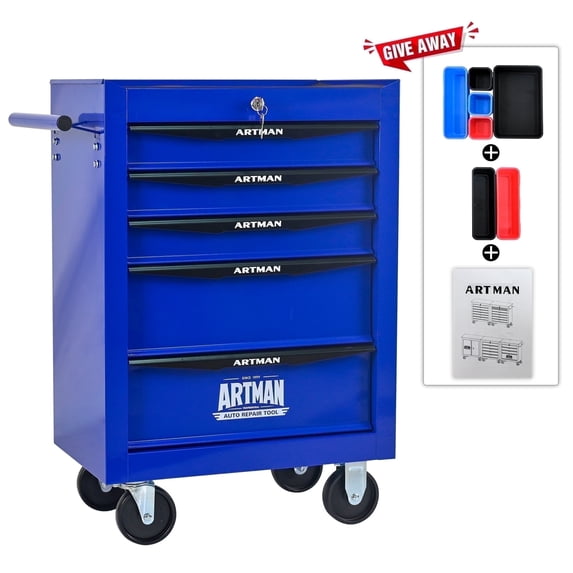 ARTMAN 20" 5 Drawer Rolling Storage Tool Chest ,Tool Cart Storage Organizer with Drawers and Wheels for Garage Workshop Warehouse