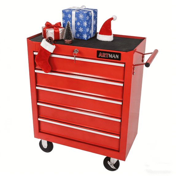ARTMAN 5 Drawer Steel Storage Tool Chest, Tool Cabinet with 4 Wheels and Locking System for Garage Workshop Warehouse
