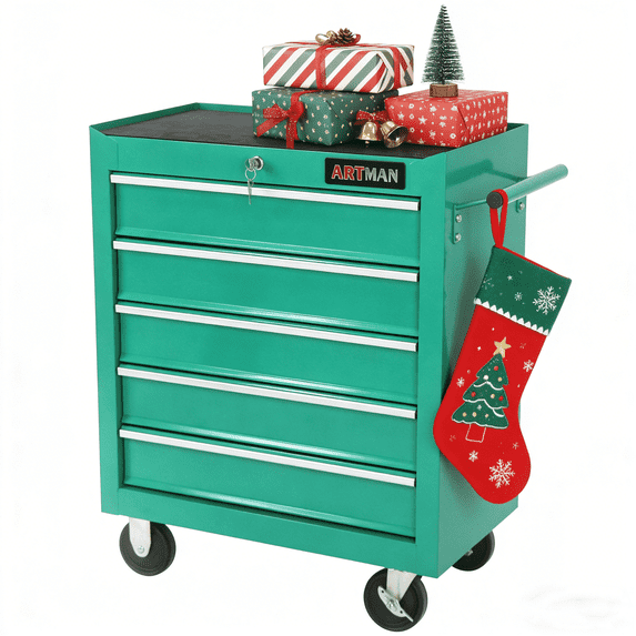 ARTMAN 5 Drawer Storage Tool Chest for Garage Storage with 4 Wheels and Locking System for Workshop Garage Warehouse