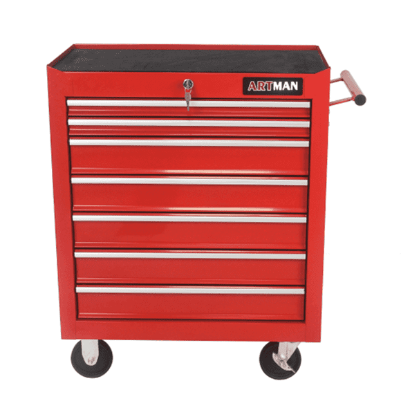 ARTMAN 7 Drawer Steel Rolling Tool Chest Cabinet Cart,with Key Locking and Parking Brake,Rolling Tool Storage Cabinet for Workshop Garage Warehouse