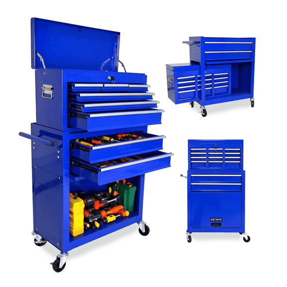ARTMAN 2-IN-1 Tool Chest,8-Drawer High Capacity Tool Box, Rolling Tool Storage Cabinet with Wheels and Drawers for Garage Workshop Repair Shop