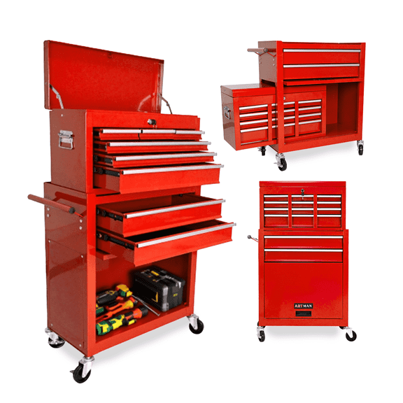 ARTMAN 2-IN-1 High Capacity 8-Drawer ToolChest ,Tool Storage Rolling Tool Cart Cabinet with Wheels and Drawers for Garage Workshop Warehouse Repair Shop