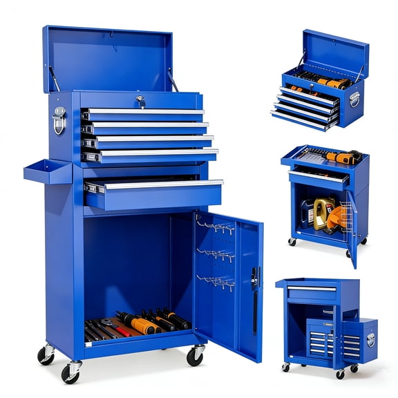ARTMAN 2-IN-1 Rolling Tool Chest ,5-Drawer Tool Cabinet Organizer with Drawers and Wheels for Workshop Garage Warehouse