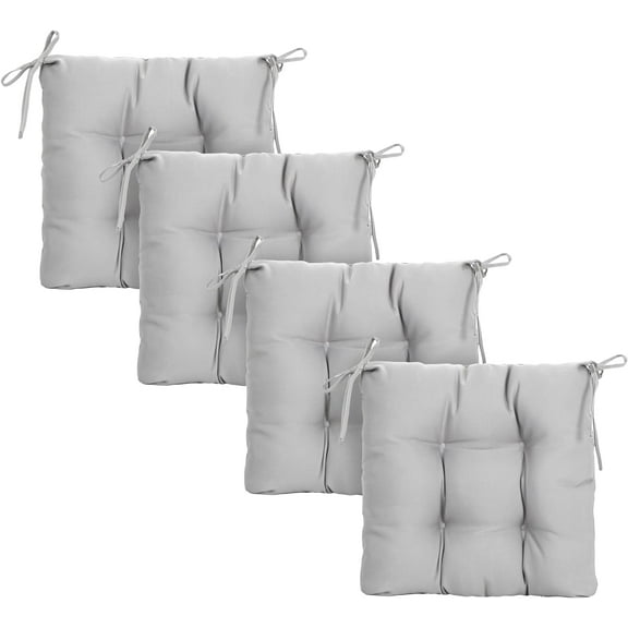 ARTPLAN Outdoor Chair Cushions,Set of 4,19"x19"x4" Patio Seat Pad Cushions with Ties,Wicker Tufed Outdoor Cushions for Patio Furniture,Coffee