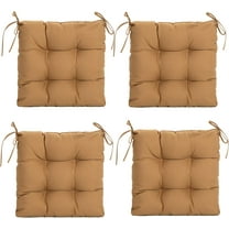 ARTPLAN Outdoor Chair Cushions,Set of 4, Patio Seat Cushions 19"x19"x4" with Ties, Tufed Chair Pads for Outdoor Dinning Chair,Light Brown