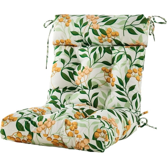 ARTPLAN Outdoor Cushions of Adirondack Chair with High Back Wicker Tufted Pillow for Outdoor Furniture,44x21 inch,Floral Yellow Green