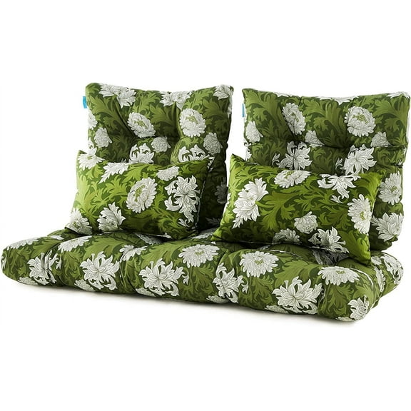 ARTPLAN Outdoor Loveseat Cushions,5 Piece Wicker Chair Cushions Set,Tufted Cushons for Wicker Patio Furniture,Floral
