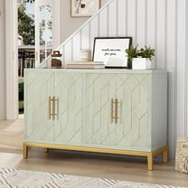 ARTPOWER Accent Cabinet with 4 Doors, Modern Credenza Storage Cabinet, Carved Decorative Buffet Sideboard for Living Room, Kitchen, Office, and Hallway, Green