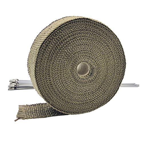 ARTR 2" x 50' Titanium Exhaust Header Heat Wrap 1 Roll with 10PCS 11.8 Inch Stainless Steel Locking Ties