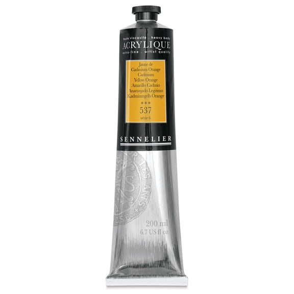 Sennelier Extra-Fine Artist Acryliques - Cadmium Yellow Orange, 200 ml tube