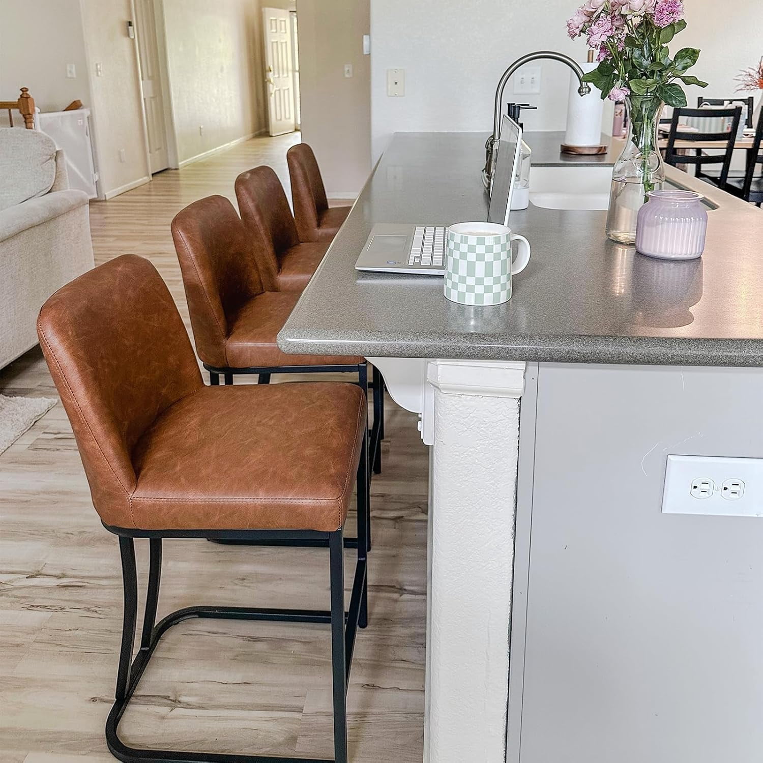 ARTS Counter Height 24" Bar Stool with Back for Kitchen Counter Modern ...