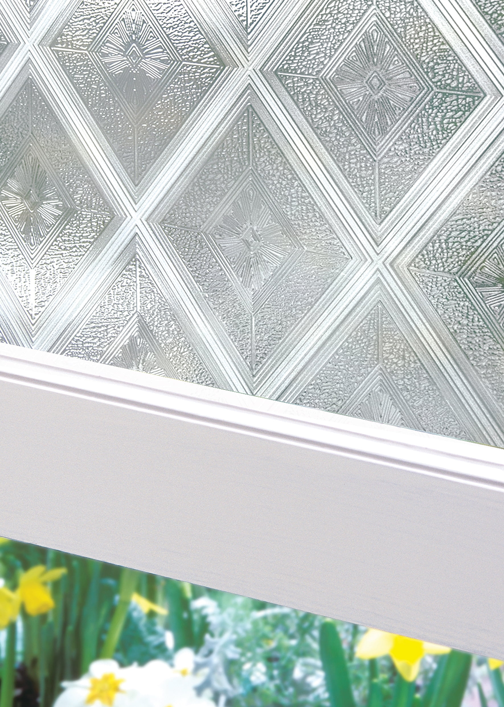 Diamond Pattern Frosted Glass Window Privacy Film, 24 x 36 inches