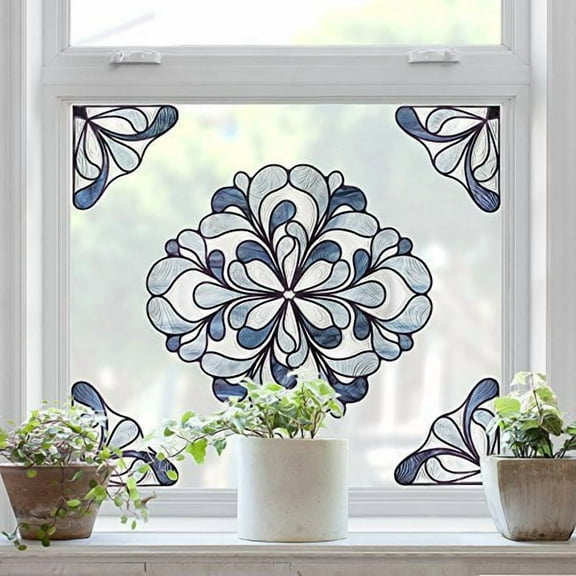 Artscape Capri Slate Accent 12" x 12" Window Film with Stained Glass Design