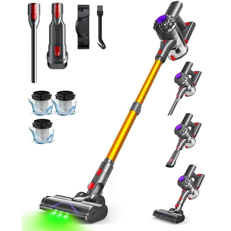 ARTSEA V15 Cordless Vacuum Cleaner for Home,35kPa 4-in-1 Stick Vacuum,35 Mins Runtime with Removable Battery,Lightweight Telescoping Tube,for All Types of Floors/Carpets/Pet Hair,Gold