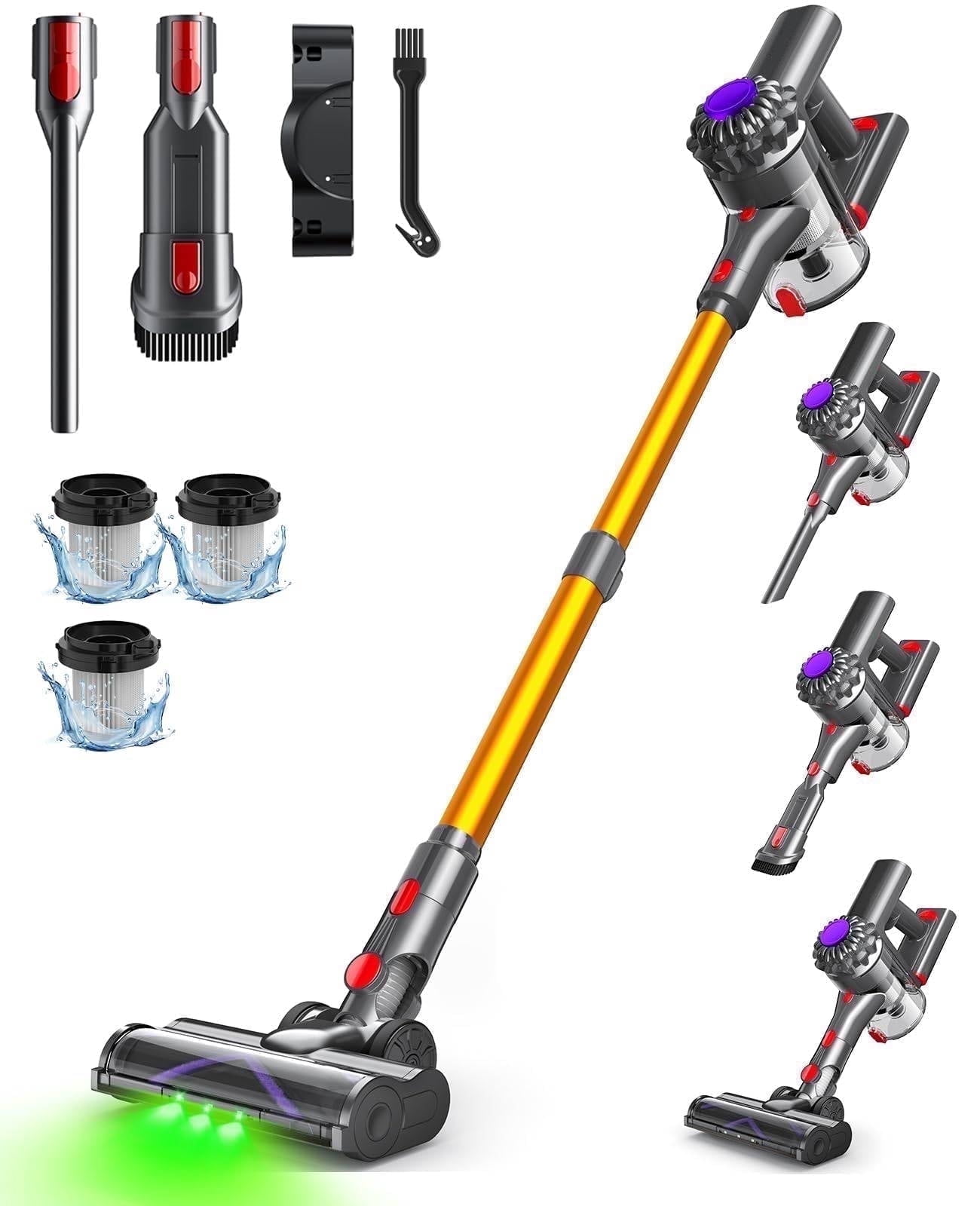 Cordless Stick Vacuum Cleaner, 6 in 1 Rechargeable Cordless Vacuum, Lightweight Upright for Home Pet Hair Car Carpet Hardwood Floor