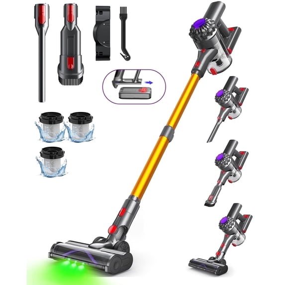 Cordless Stick Vacuum Cleaner, 6 in 1 Rechargeable Cordless Vacuum, Lightweight Upright for Home Pet Hair Car Carpet Hardwood Floor