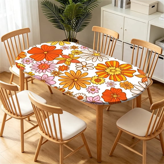 ARTSLION Elastic Tablecloth For Oval Tables, Waterproof Tablecover For Up To 42X68in Oval Table Cover, Dining Tablecover For Indoor And Outdoor, Holiday, Boho