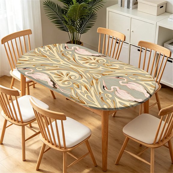 ARTSLION Elastic Tablecloth For Oval Tables, Waterproof Tablecover For Up To 42X68in Oval Table Cover, Dining Tablecover For Indoor And Outdoor, Holiday, Life Tree