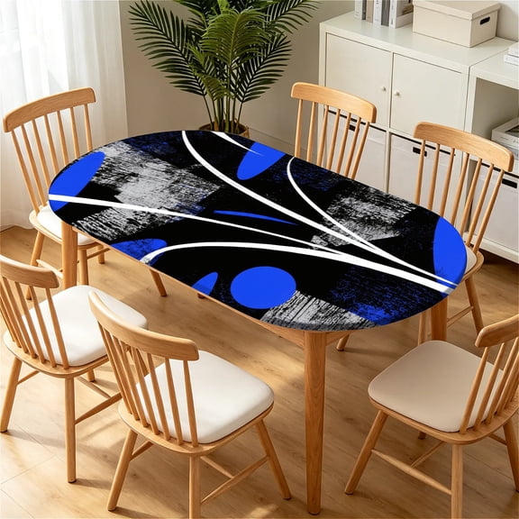 ARTSLION Elastic Tablecloth For Oval Tables, Waterproof Tablecover For Up To 42X68in Oval Table Cover, Dining Tablecover For Indoor And Outdoor, Holiday, Midnight Bloom