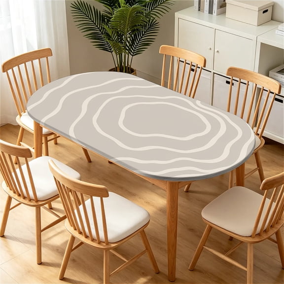 ARTSLION Elastic Tablecloth For Oval Tables, Waterproof Tablecover For Up To 42X68in Oval Table Cover, Dining Tablecover For Indoor And Outdoor, Holiday, Wood Ring