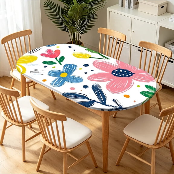 ARTSLION Elastic Tablecloth For Oval Tables, Waterproof Tablecover For Up To 48x72in Oval Table Cover, Dining Tablecover For Indoor And Outdoor, Holiday, Life Tree