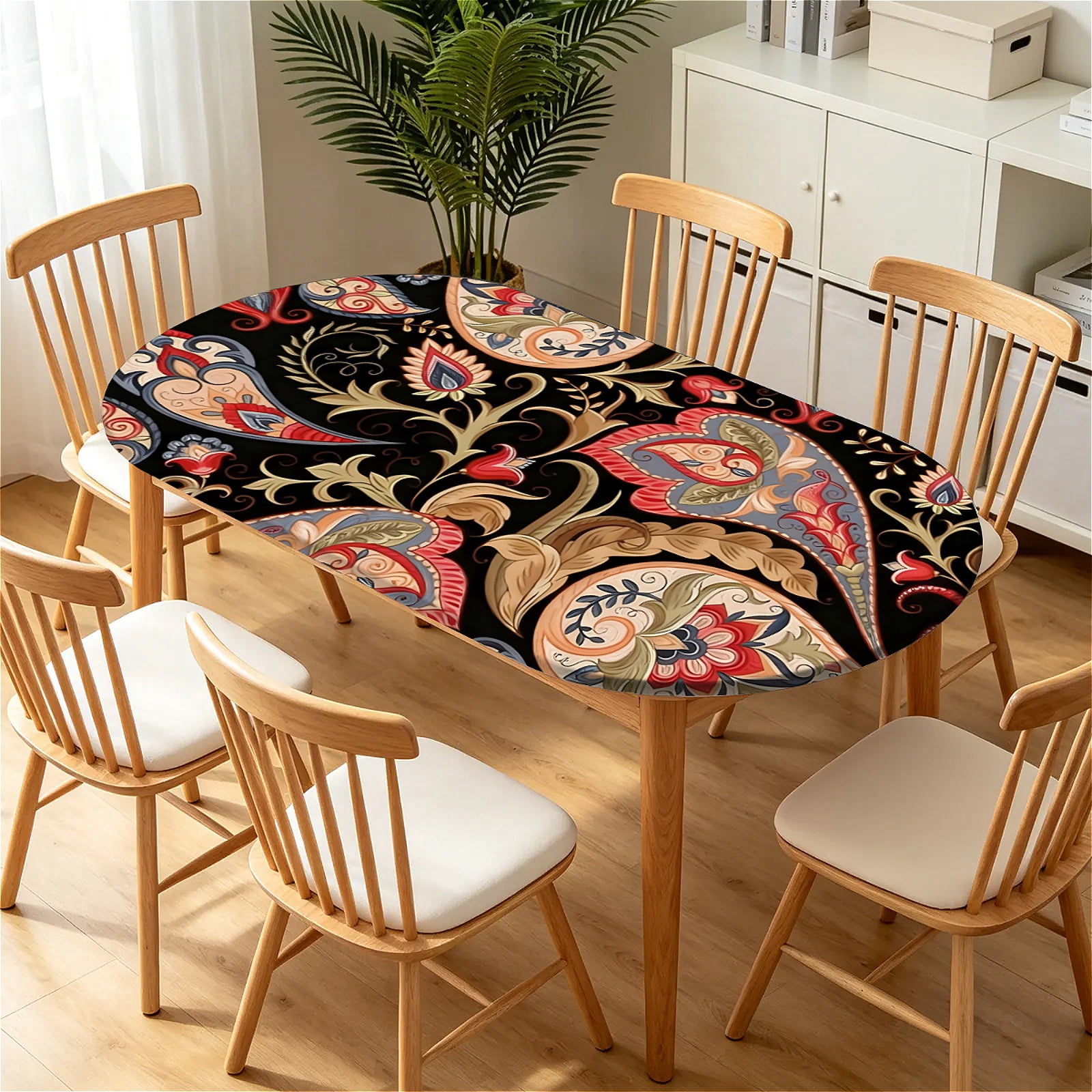 ARTSLION Elastic Tablecloth For Oval Tables, Waterproof Tablecover For ...