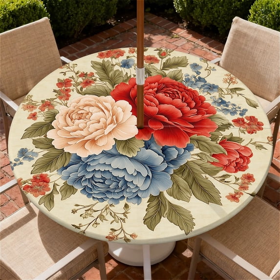 ARTSLION Elastic Tablecloth For Round Tables With Hole, Waterproof ...