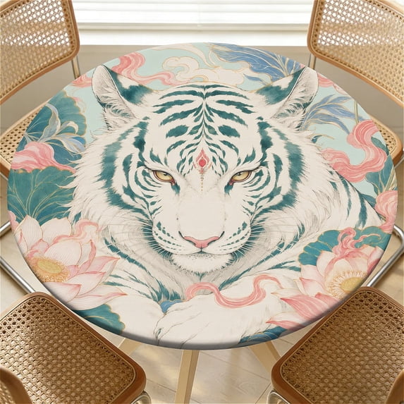 ARTSLION Elastic Tablecloth For Round Tables, Waterproof Tablecover For ...