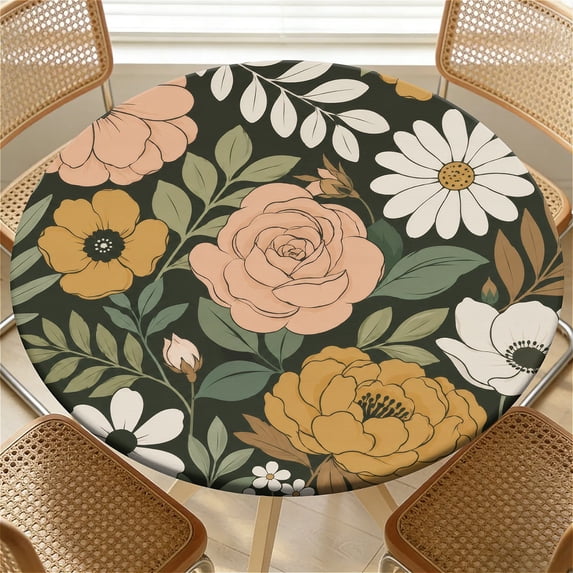 ARTSLION Elastic Tablecloth For Round Tables, Waterproof Tablecover For ...