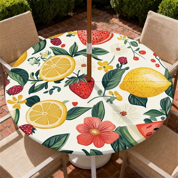 ARTSLION Elastic Tablecloth For Round Tables, Waterproof Tablecover For Up To 71in Round Table, Dining Tablecover For Indoor And Outdoor, Holiday, Blue Flower