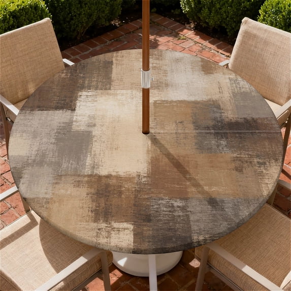 ARTSLION Round Outdoor Tablecloth For Up To 52in With Umbrella Hole ...