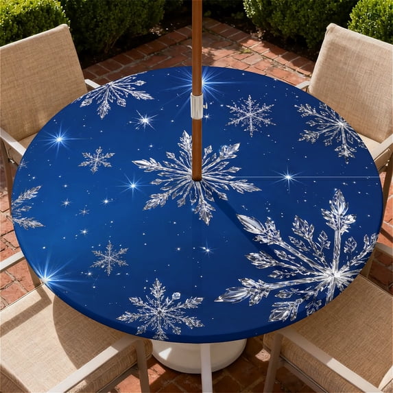 ARTSLION Round Outdoor Tablecloth For Up To 65in With Umbrella Hole ...