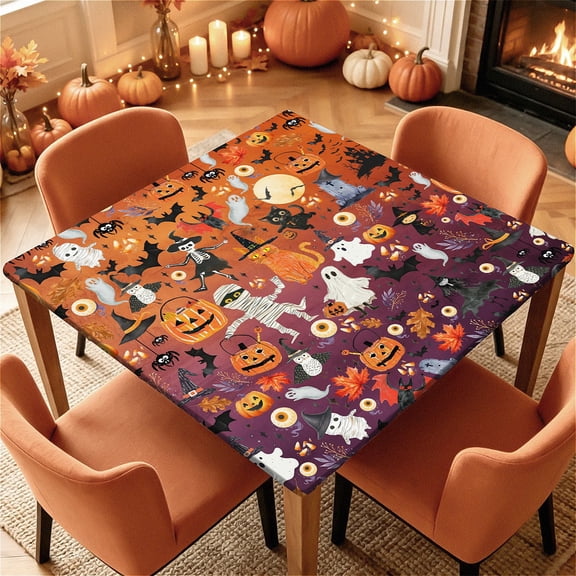 ARTSLION Square Tablecloth Washable Table Cover 34"x34" To 60"x60", Waterproof Square Table Cloth For Indoor To Outdoor, C-Hallowmas