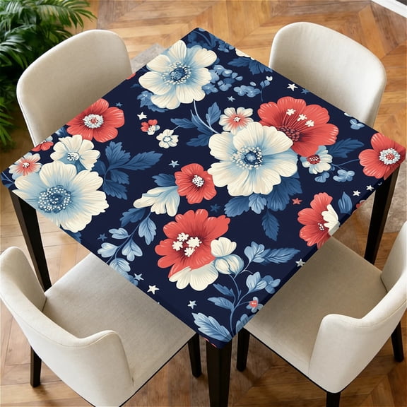 ARTSLION Square Tablecloth Washable Table Cover 54"x54" And 60"x60", Waterproof Square Table Cloth For Indoor And Outdoor, ,34 In,Flowers3