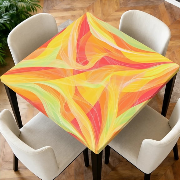 ARTSLION Square Tablecloth Washable Table Cover 54"x54" And 60"x60", Waterproof Square Table Cloth For Indoor And Outdoor, ,34 In,sunlit Line