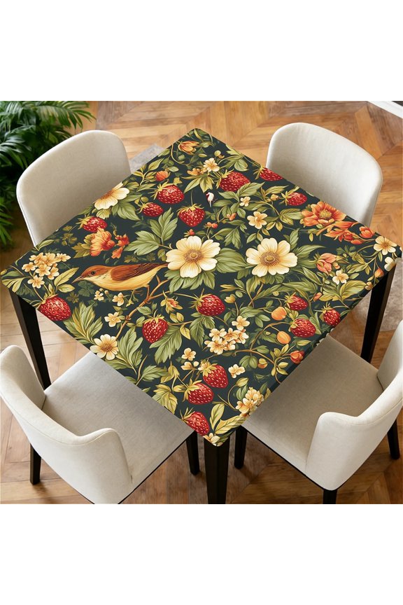 Square Tablecloth Washable Table Cover 54"x54" And 60"x60", Waterproof Square Table Cloth For Indoor And Outdoor, ,36 In,Strawberry Thief