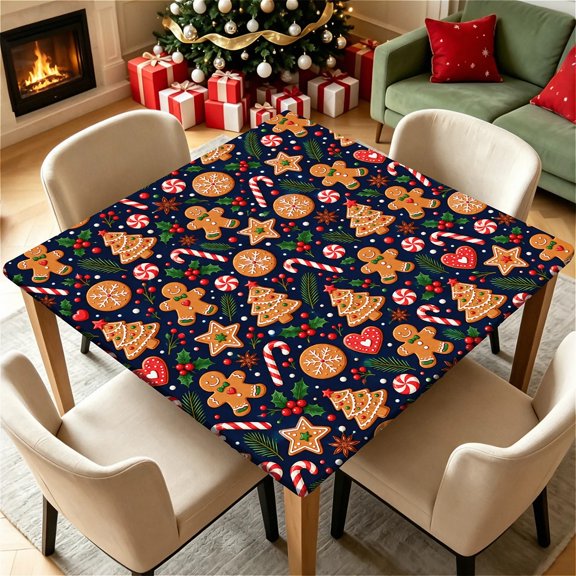 ARTSLION Square Tablecloth Washable Table Cover For Size 34"x34" To 60"x60", Waterproof Square Table Cloth For Indoor And Outdoor,Cookie Candy