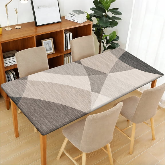 ARTSLION Waterproof Fitted Rectangle Tablecloth With Elastic Edge, Wipeable Table Cover For 6 Ft Tables, Perfect For Outdoor Picnic & Camping,24x48in,Grey Curve