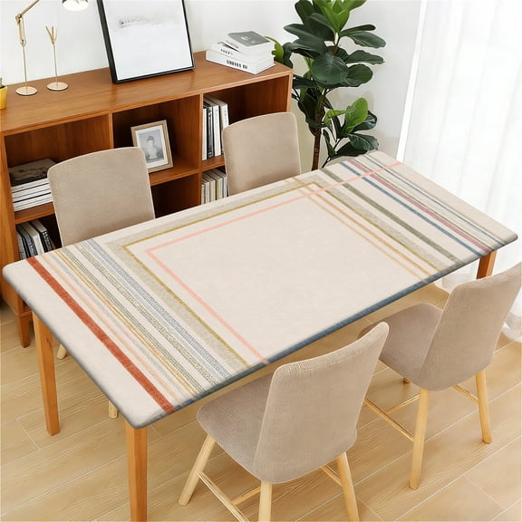 ARTSLION Waterproof Fitted Rectangle Tablecloth With Elastic Edge, Wipeable Table Cover For 6 Ft Tables, Perfect For Outdoor Picnic & Camping,24x48in,Neutral Plaid