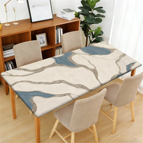 ARTSLION Waterproof Fitted Rectangle Tablecloth With Elastic Edge, Wipeable Table Cover For 6 Ft Tables, Perfect For Outdoor Picnic & Camping,24x48in,Stone Vein