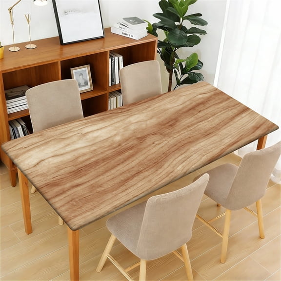 ARTSLION Waterproof Fitted Rectangle Tablecloth With Elastic Edge, Wipeable Table Cover For 6 Ft Tables, Perfect For Outdoor Picnic & Camping,24x48in,Wood Grain