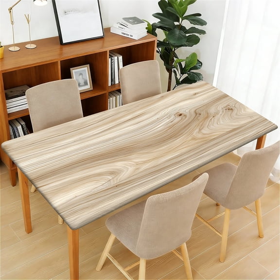 ARTSLION Waterproof Fitted Rectangle Tablecloth With Elastic Edge, Wipeable Table Cover For 6 Ft Tables, Perfect For Outdoor Picnic & Camping,24x48in,Wood Texture