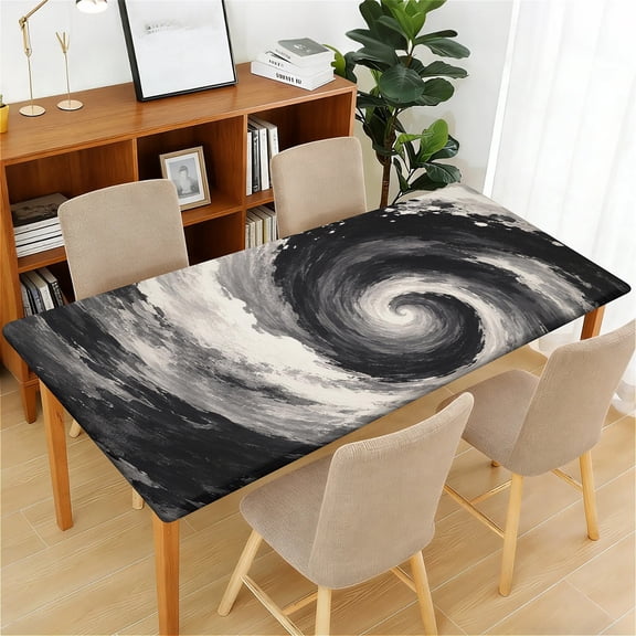 ARTSLION Waterproof Fitted Rectangle Tablecloth With Elastic Edge, Wipeable Table Cover For 6 Ft Tables, Perfect For Outdoor Picnic & Camping,30x60in,Dark Swirl