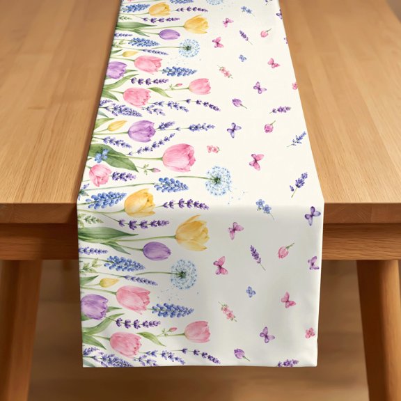 ARTSLION Waterproof Table Runner 13x36 Inch Polyester Wipe Clean Patio Garden Dining Decor