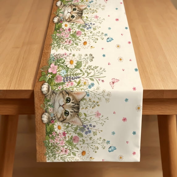 ARTSLION Waterproof Table Runner 13x432 Inch Polyester Wipe Clean Patio Garden Dining Decor
