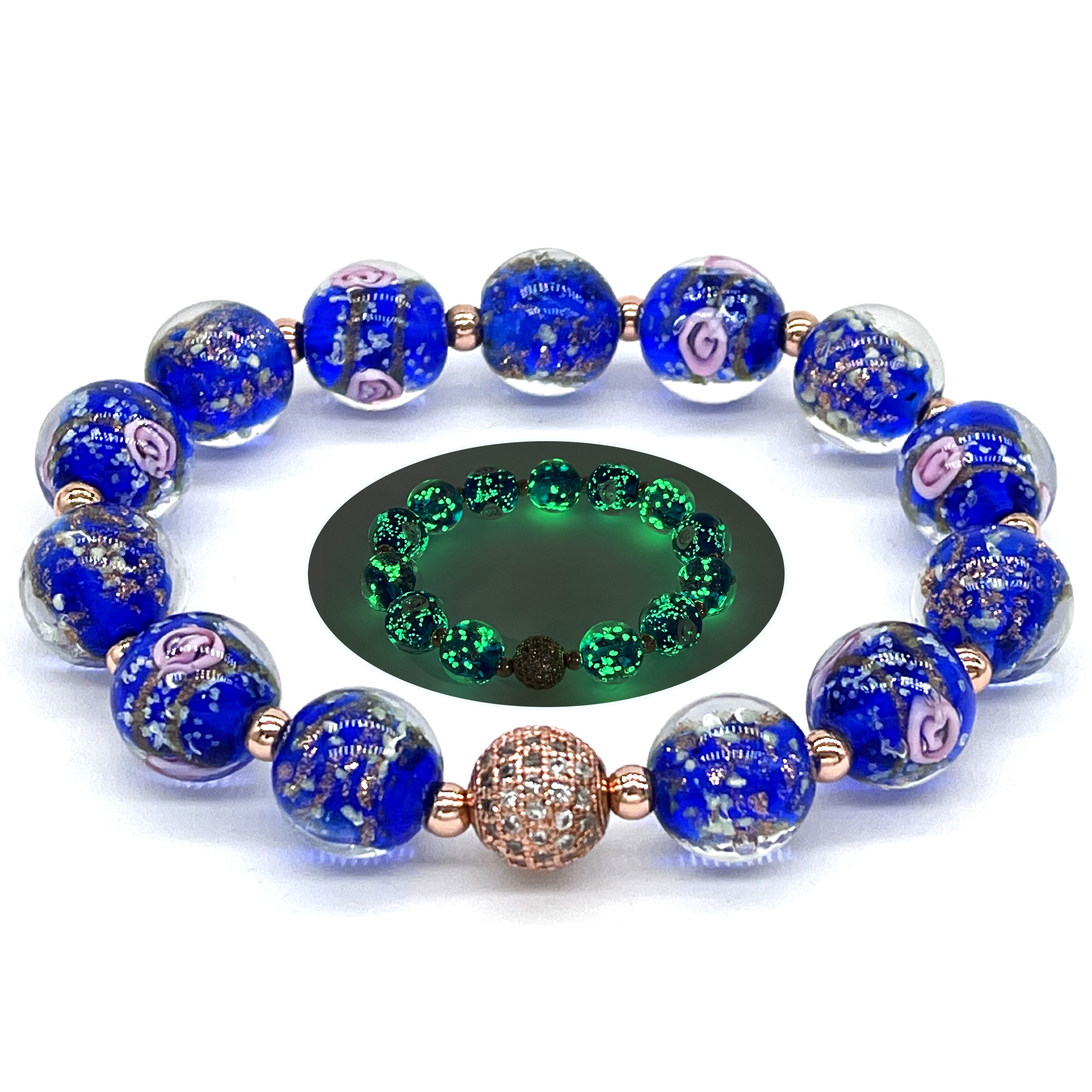 ARTSY Crafts Glow in The Dark Beads Bracelet 6-7, Sapphire Blue