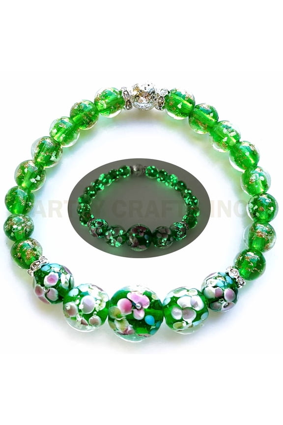 Lily Flower Glow in the Dark Firefly Bead Bracelets Necklaces, Handmade in USA Murano Glass Jewelry