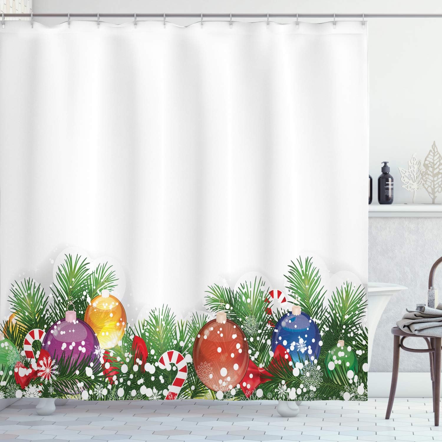 ARTTEAL Christmas Shower Curtain, Holiday Season Office Design Tree