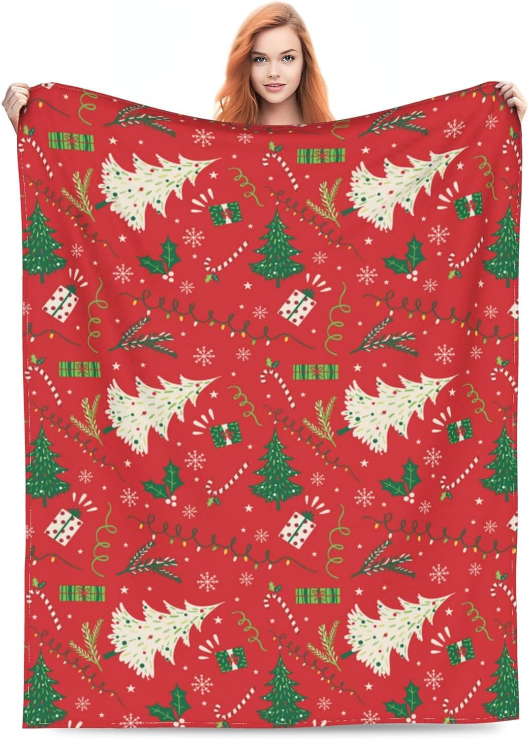 ARTTEAL Christmas Throw Blanket Holiday Christmas Reindeer Snowflakes